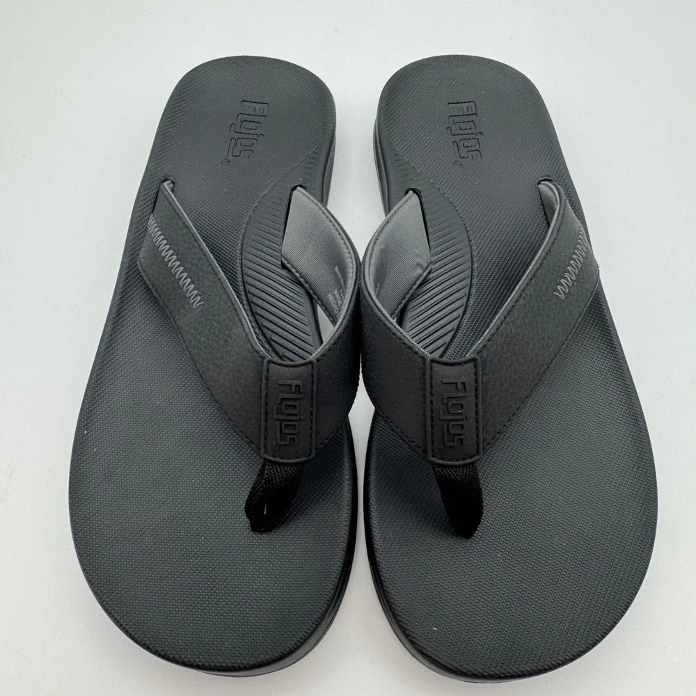 Flojos Men's Black Flip Flop Sandals Size 12 Comfort Beach‎ Casual Thong Slip On